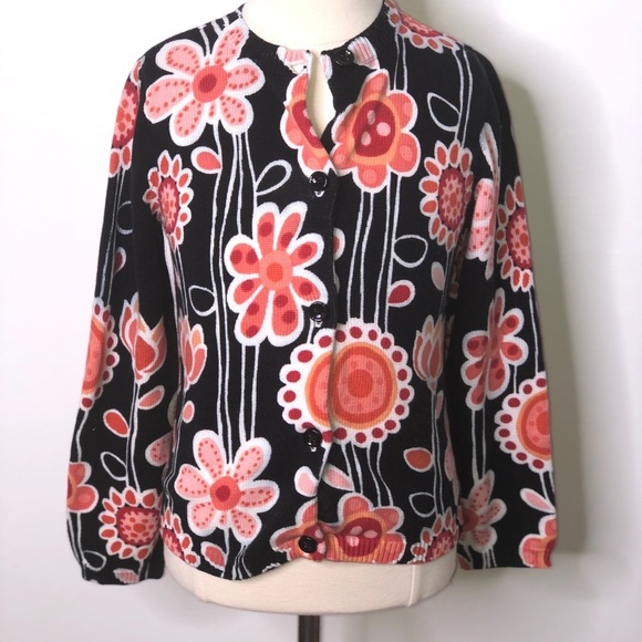 Gymboree Other - Gymboree girls black floral cardigan sweater